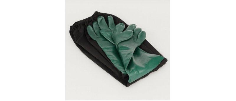 Blästerhandske i latex, extra lång tygmanchett